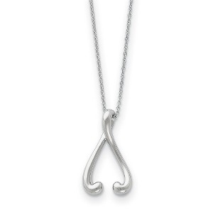Black Bow Jewelry Rhodium Plated Sterling Silver Wishbone Necklace, 18 Inch - 1 of 4