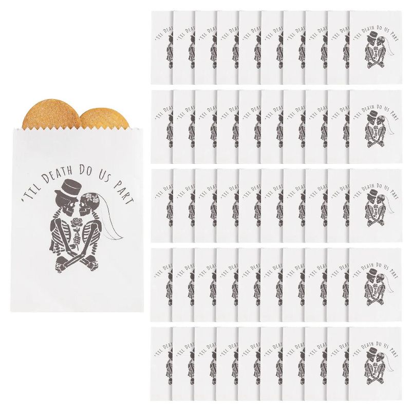 Fun Express Bulk 50 Pc. Til Death Do Us Part Halloween Wedding Paper Treat Bags