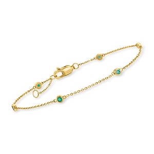 Pure Collection by Ross-Simons 0.20 ct. t.w. Emerald Station Bracelet in 14kt Yellow Gold Size 6.5 - 1 of 4
