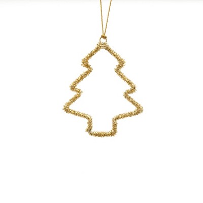 TopComfy Decorative Object Beaded Golden Tree Ornament for Holiday Decor, Gold, 3.5"*0.25"*4"