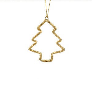 TopComfy Decorative Object Beaded Golden Tree Ornament for Holiday Decor, Gold, 3.5"*0.25"*4" - 1 of 4