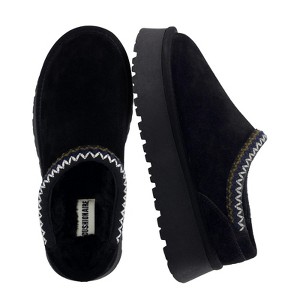 CUSHIONAIRE Women’s Kabuki Genuine Suede Platform Mule Slippers with Memory Foam, Indoor/Outdoor, Wide Widths Available - 1 of 4