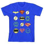 Justice League Superhero Logos Boy's Royal Blue T-shirt