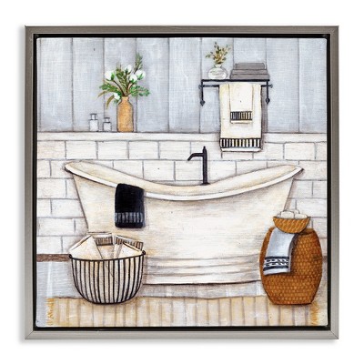 Stupell Industries Bathroom Farmhouse Style Tub, 18" x 18"