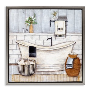 Stupell Industries Bathroom Farmhouse Style Tub, 18" x 18" - 1 of 4