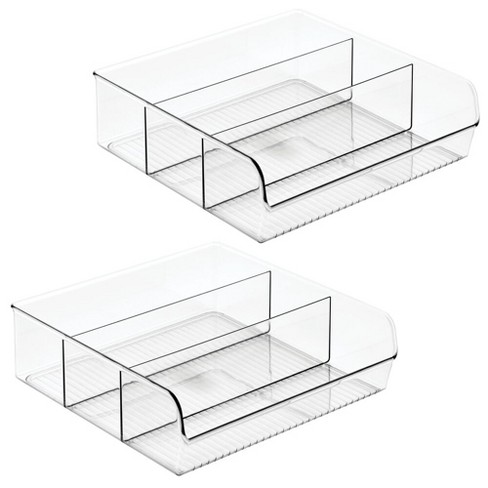 Mdesign Plastic Divided Storage Bin Organizer For Kitchen Cabinet, 2 ...