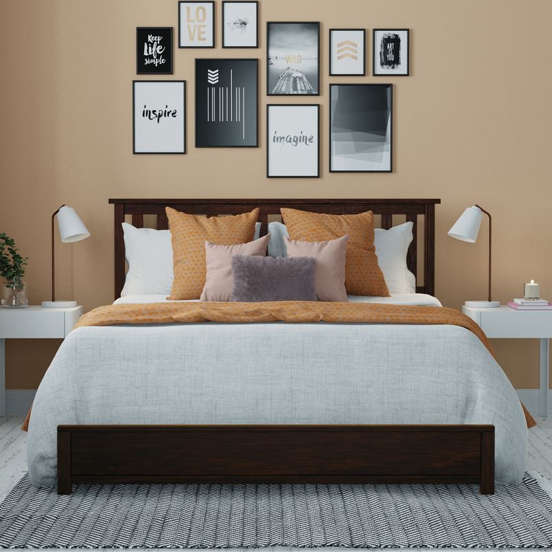 eLuxury Modern Wood Bed Frame with Headboard, 2 of 8