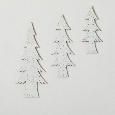 11.75", 15.75" & 19" Sullivans Tree Christmas Wall Decor Set of 3, White