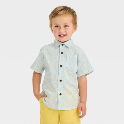 2pcs Toddler Boy Casual Floral Tree Print Lapel Collar Shirt and Shorts Set