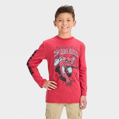 Boys' Marvel Spider-man Long Sleeve Graphic T-shirt - Red Xs : Target