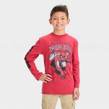 Boys' Marvel Spider-Man Long Sleeve Graphic T-Shirt - Red