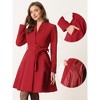 Allegra K Women's Vintage Collarless Winter Elegant A-Line Coats with Belt - image 2 of 4