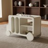 Luck Live Rolling Kitchen Island Cart Living room side table in beige color, suitable for small apartments, with movable wheels. - 2 of 4