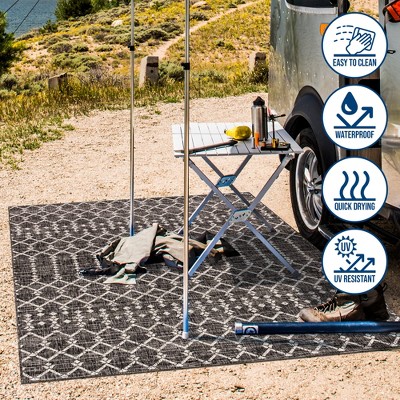 Gray Geometric Flat Woven Indoor/Outdoor Rug 4' x 6'