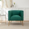 SEYNAR Mid-Century Modern Velvet Accent Chair, Gold Finish Barrel Chair for Living Room - 2 of 4