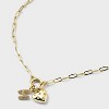 14K Gold Dipped Cubic Zirconia Puffy Heart Charm Initial Necklace - A New Day™ Gold - 4 of 4