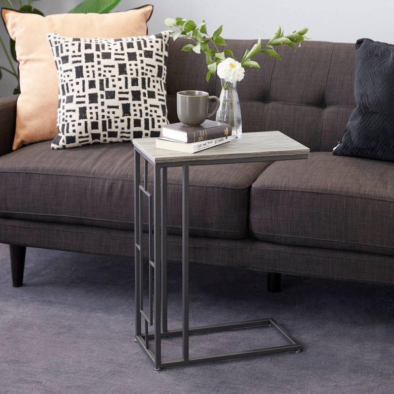 Contemporary Iron and Wood Accent Table Light Gray - Olivia &#38; May, 3 of 6