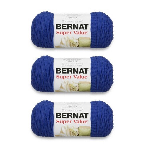 Bernat Super Value Royal Blue Yarn - 3 Pack of 198g/7oz - Acrylic - 4  Medium (Worsted) - 426 Yards - Knitting/Crochet