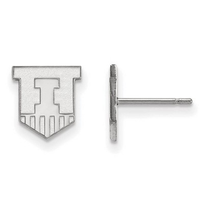 Black Bow Jewelry 14k White Gold Illinois Fighting Illini NCAA Post Earrings