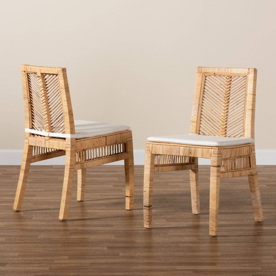 Bohemian Paradise Natural Brown Rattan Dining Chair Set
