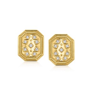 Ross-Simons Diamond Etruscan-Style Earrings in 18kt Gold Over Sterling - 1 of 4