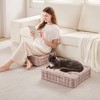 FONTOI 24*"24*"5" Square Bed Pillow, Floor Pillow Cushion, Couch Cushion with Scalloped Edge Design for Bed Couch Sofa Floor, Blush, 24"*5"*24" - 2 of 4
