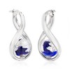 Ross-Simons Italian Blue and Silvertone Murano Glass Bead Curved Hoop Earrings in Sterling Silver - 3 of 4