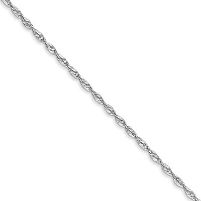 Black Bow Jewelry 2.5mm 10k White Gold Solid Diamond Cut Rope Chain Necklace