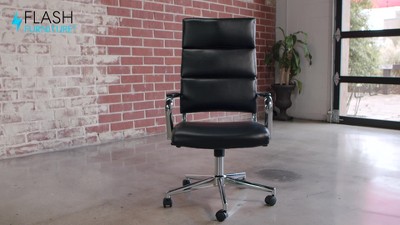 Exquisite White LeatherSoft & Chrome High-Back Executive Swivel Chair