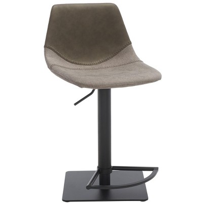 Adjustable Grey and Black Saddle Style Bar Stool