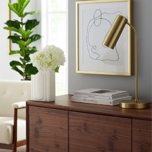 Sagebrook Home 7" Dolomite Rectangle Vase Contemporary Etched Arch Decorative Table Vase - 1 of 4