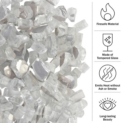 10lb Clear Crushed Glass Rocks for Fire Pits and Vases