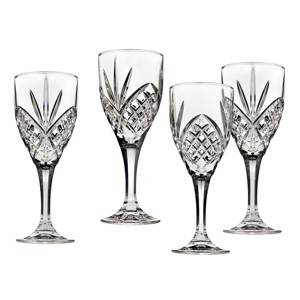 Godinger Silver Set of 4 Dublin Crystal Goblets: 10 oz Capacity, 8" Height, Hand Wash, Clear Drinkware for Hot/Cold Beverages - 1 of 3