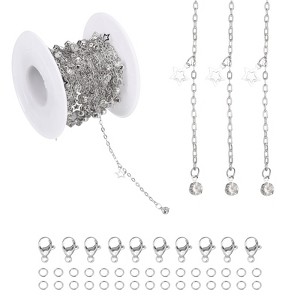 Unique Bargains Copper Jewelry Making Lobster Clap Hollow Stars Rhinestone Chain 16.4ft 1 Roll - 1 of 4