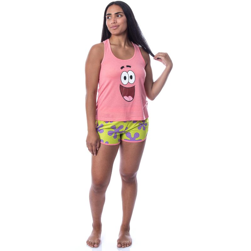 Nickelodeon SpongeBob SquarePants Womens' Patrick Tank Pajama Short Set Pink, 2 of 5