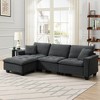 Modern Convertible Sectional Sofa with Ottoman and Free Pillows, Suede Velvet, 100*59", L-shaped, 3 Colors - 2 of 4