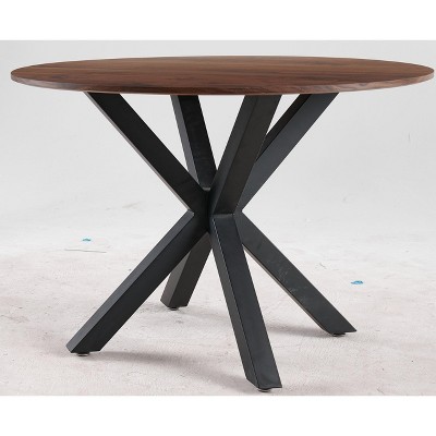 NicBex 42.1Inch Mid-century Round Dining Table with Cross Leg,Modern Kitchen Table for Small Space,Dining Living Room