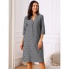 INSPIRE CHIC Women's Fall Casual 3/4 Sleeve V Neck Abstract Geometric Knee Length Dress with Pockets - 4 of 4
