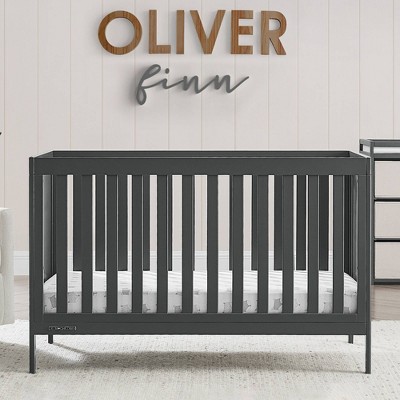 Charcoal Grey 4-in-1 Convertible Crib with Solid Panels