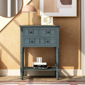 CAVINAS 23.7 inch Rectangle Console Table with 3 Storage Drawers,Mid-Century Entryway Table with Bottom Shelf for Living Room,Hallway,Navy - 1 of 4
