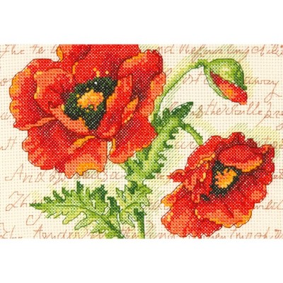 Dimensions Mini Counted Cross Stitch Kit 7"X5"-Poppy Pair (14 Count)