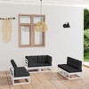 vidaXL 6 Piece Patio Lounge Set with Cushions Solid Wood Pine - White With Cushions - 2 of 4