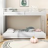 Zevemomo Twin Over Twin Bunk Bed, Metal Low Profile Bunkbeds with Full-Length Guardrail and Ladder, Space Saving, No Boxing Spring Needed, White - 2 of 4