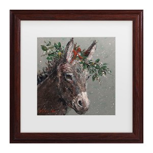 Trademark Fine Art -Mary Miller Veazie 'Mary Beth The Christmas Donkey' Canvas Art - 1 of 1