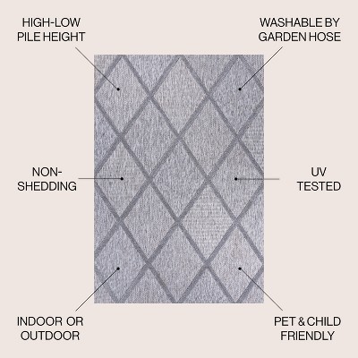 Salines 5' Square Light Gray Synthetic Trellis Rug