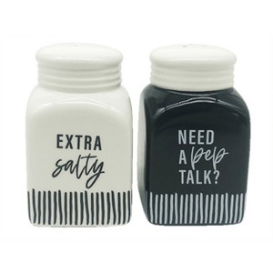 Totalee Gift Pep Talk/Salty Salt and Pepper Shaker In A Box Set of 2 Ceramic White - 1 of 2