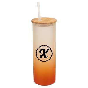 Elanze Designs X Monogram Letter Initial Rope Circle Wrap-Around Design 25 Ounce Frosted Gradient Glass On-The-Go Coffee Travel Skinny Tumbler Mug - 1 of 1