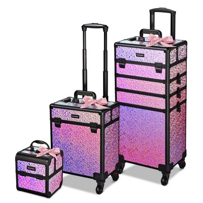 Byootique Rolling Makeup Train Case 3-Piece Cosmetic Organizer Kit