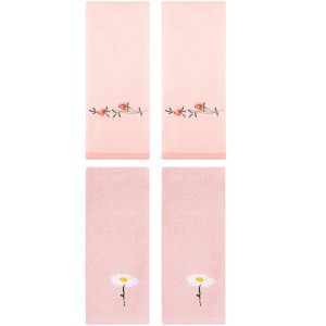 REGALWOVEN 4 Pcs Floral Pattern Cotton Bathroom Hand Towel - 1 of 4