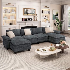 Captiva Designs 157.5-Inch Cloud Modular 6PC U-Shaped Sectional Sofa, Oversized Couch with Ottomans, Deep Seats - 1 of 4